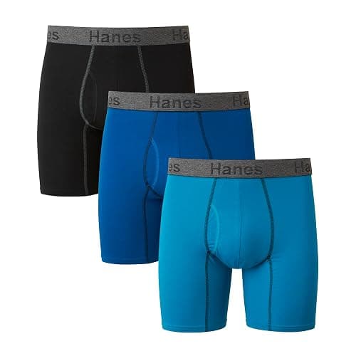 Hanes Men's Underwear Boxer Briefs or Long-Leg Boxer Briefs Pack, 3 Pack, No-Ride-Up, Stretch-Cotton Men Clothing - Image 1