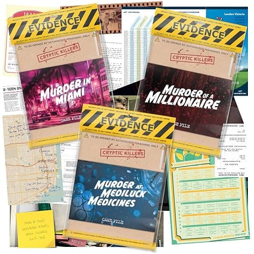 Cryptic Killers Bundle #5 - Unsolved Murder Mystery Game - Cold Case File Investigation - Detective Clues/Evidence - Solve The Crime - Individuals, Date Nights & Party Groups - 3 Pack - Image 1