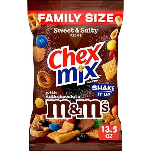 Chex Mix Sweet & Salty Snack Mix, Family Size, 13.5 oz | Featuring Corn Chex, Vanilla Breadsticks, Pretzels, Peanuts, Rye Chips, and M&M's Milk Chocolate Candy, Great for Roadtrips - Image 1