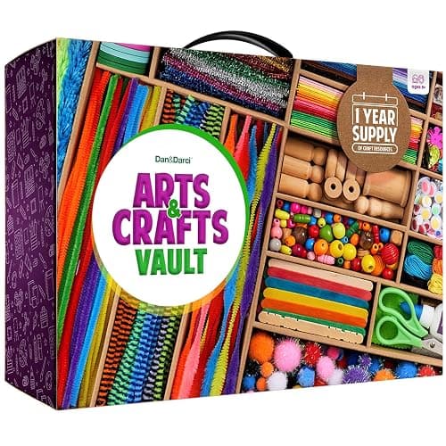 Dan&Darci Arts and Crafts Vault - Craft Supplies Kit in a Box - Easter Gift for Kids Ages 4 5 6 7 8 9 10 11 & 12 Year Old Girls & Boys - Crafting Set Kits - Gift Ideas for Kid Art Activity Gifts - Image 1