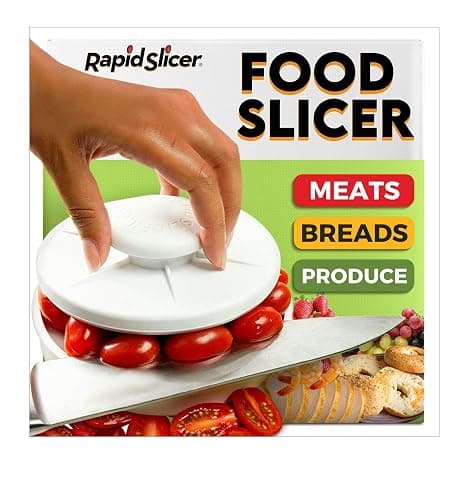 Rapid Slicer Bagel Slicer & Multi-Use Food Cutter | Ideal for Tomatoes, Strawberries, Grapes, Meat, Chicken, Eggs, & Vegetables with Non-Slip Holder for Stable, Easy Slicing - Dishwasher Safe - White - Image 1