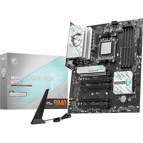 MSI B840 GAMING PLUS WIFI Motherboard, ATX - Supports AMD Ryzen 9000/8000 / 7000 Processors, AM5 - DDR5 Memory Boost 8000+ MT/s (OC), PCIe 4.0 x16, M.2 Gen4, Wi-Fi 7, 2.5G LAN - Image 1