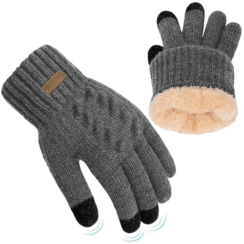 HRUTANE Womens Winter Gloves Cold Weather Warm Knit Touchscreen Fingers Elastic Cuff Soft Lining Thermal Dual Layer Glove - Image 1