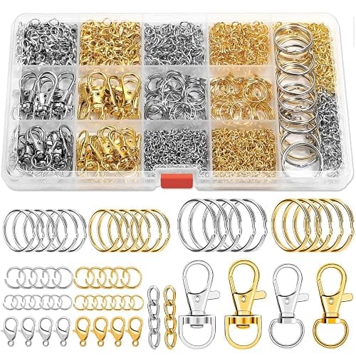 PAXCOO 990PCS Keychain Making Kit, Keychain Craft Supplies Including Key Chain Hooks, Lobster Clasps, Key Rings and Jump Rings for Key Chain Making and Jewelry Making - Image 1