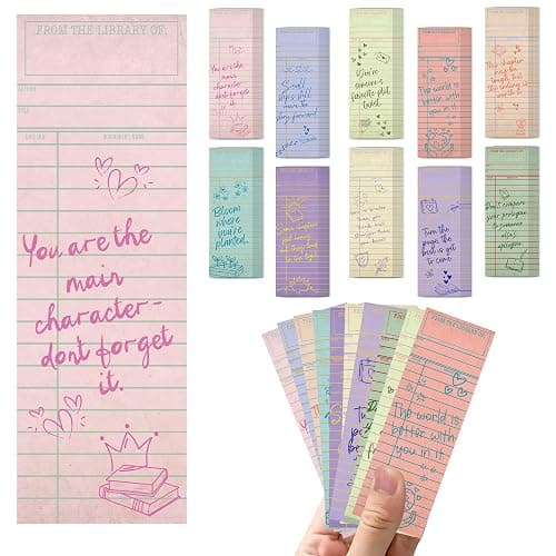 Zaamwoyy 100 Pcs Vintage Library Paper Bookmarks, Inspirational Quotes Aesthetic Bookmarks Bulk, Cute Handwritten Book Mark for Women Man Reading Lovers Students Teachers Office Workers Gift - Image 1