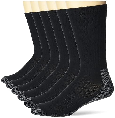 Hanes Men's Work Socks, Cushioned Crew Socks, Moisture-Wicking Socks & Odor Control, Black & White, 6 & 12 Pack Available - Image 1