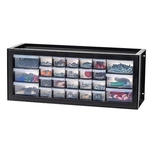 IRIS USA Plastic Storage Drawers, 26-Drawer, Stackable Teacher Toolbox, Small Parts Organizer Cabinet for Sticker Crayon Marker Bead Balloon Building Bricks Tool Hardware, Garage Storage Bins, Black - Image 1