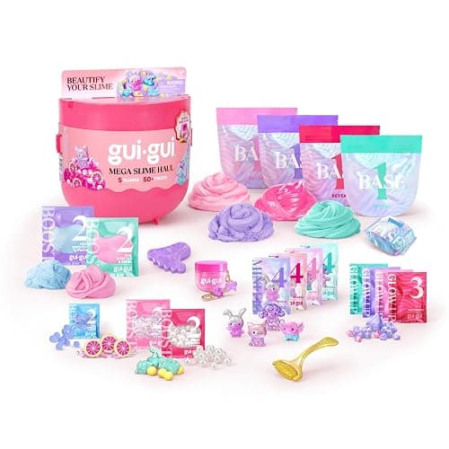 GUI GUI Mega Slime Haul, 5 Scented Slimes, 50+ Pieces, Kids Toys | Gua Sha and 3-in-1 tool with cloud, clear, butter, jelli, and crunch slime for kids ages 6+, 6 year old girl birthday gift - Image 1