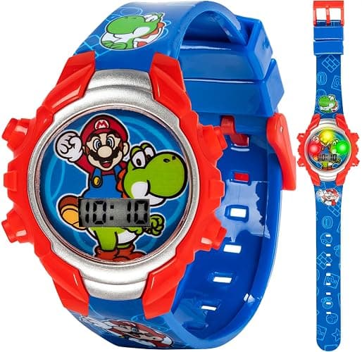 Accutime Super Mario Kids Digital Watch with Yoshi, LED Light Show, Soft Silicone Strap, Durable Kid-Friendly Design, Fun Time-Telling for Boys and Girls - Image 1