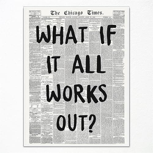 Fenbhjgy Vintage Black and White Chicago Newspaper Canvas Wall Art, Affirmation Quote What If It All Works Out Room Aesthetic Poster, Retro Print for Apartment Bedroom Decor 12x16in Unframed - Image 1