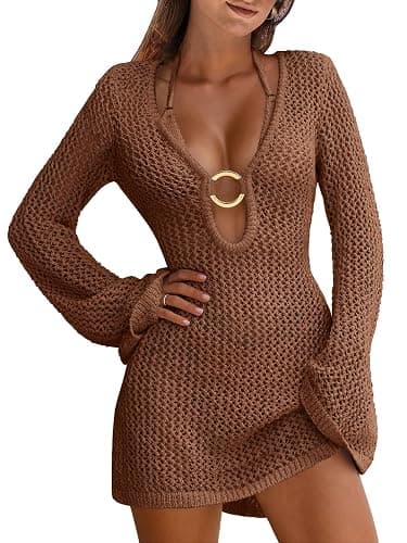 ANRABESS Women Beach Crochet Cover Ups Summer Knit Swimwear Mesh Bathing Suit Hollow Out Dress 2026 Vacation Swimsuit - Image 1