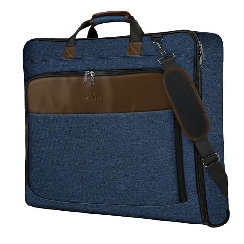 MATEIN Travel Garment Bags, Large Convertible Carry On Garment Bag For Men Women, Wrinkle-Free Hanging Travel Suit Luggage with Shoulder Strap, 2 in 1 Suit Carrier Suitcase For Business Trip, Blue - Image 1