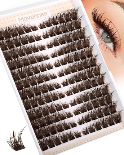 Brown Lash Clusters Pre-Mapped Eyelash Clusters Cat Eye Cluster Eyelash Extensions Fairy Wispy Cluster Lashes CC Curly Wet Look Individual Lashes Extensions 144Pcs 6-14MM Fox Eye Lashes Clusters - Image 1