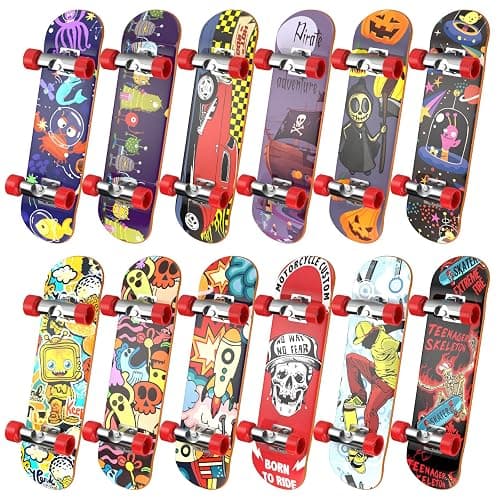 TIME4DEALS Fingerboard Mini Finger Skateboards Toys 12PCS Professional Finger Boards Set Creative Fingertips Movement, Mini Skateboard Starter Kit Finger Sports Party Favors Novelty Toy Gift for Kids - Image 1