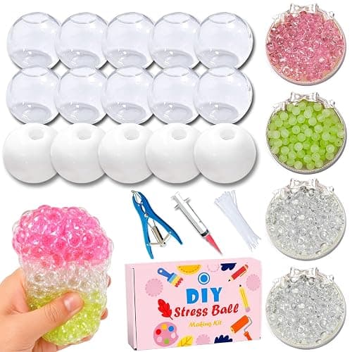 TXGSDXS DIY Squishy Making Kit – Create Your Own Squishy Stress Balls with 15 Transparent TPR Skins, Air Pump & Expander Tool, Squishy Maker Craft Kit for Adults, ASMR Sensory Stress Relief Toy - Image 1