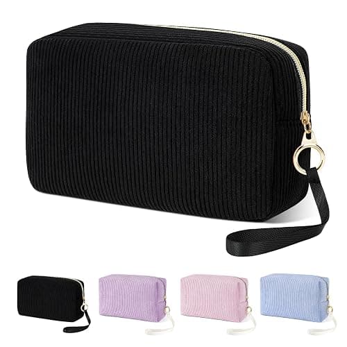 Likesing Tampon Holder for Purse, Corduroy Period Bag Sanitary Napkin Storage Bag for Girls Womens, Portable Feminine Emergency Pad Period Pouch(Black) - Image 1