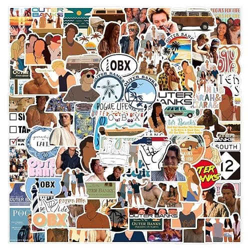 SEMYEIYO Outer Banks Graffiti Stickers 100 Pieces Waterproof for Vinyl PVC Decal,Luggage Laptop Scooter Water Bottle Stickers Kids/Teen Gifts - Image 1