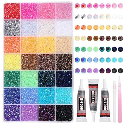 32000Pcs Rhinestones Bedazzling Kit with Tools, 3mm Color Resin Rhinestones for Bedazzling, Flatback Resin Gems for Crafts, Bedazzler Kit for Clothing Shoes DIY Face Makeup Tumblers - Image 1