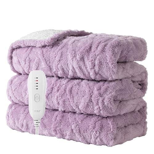 Heated Blanket-Electric Blanket,50"x60" Soft Heated Throw Blanket with 5 Heating Levels & 3 Hours auto-Off,Over-Heat Protection Fast-Heating,Machine Washable(Purple) - Image 1