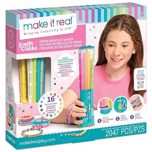 Make It Real: Swift Clicks - Heishi Bracelet Maker - 2047pc, DIY Jewelry Craft Kit, Design & Make 23 Bead Bracelets, Rotate-Click-Wear, Girls Kids 8+ - Image 1