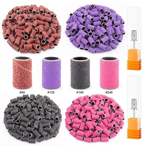 Rolybag Sanding Bands for Nail Drill Nail Sanding Bands Professional Sanding bit Nails 240 Pieces 4 Color Coarse Fine Grit Efile Sand Set 80#120#180#240# 2 Pieces Nail Drill Bits - Image 1