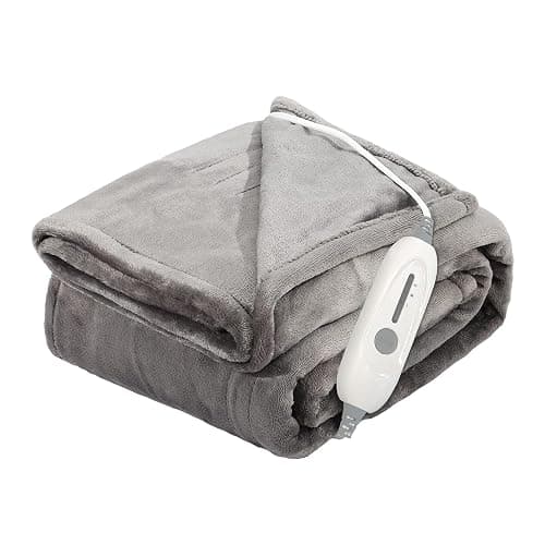 JIAMEIDING Heated Blanket Throw 50"x60", Super Soft Flannel Electric Throw Blanket, 3 Heating Levels, 4H Auto Off, Overheat Protection, Machine Washable, ETL & FCC Certified,for Home Office,Grey - Image 1
