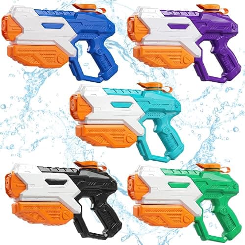 ZEBNYYA 5 Pack Water Gun for Kids Adults - Long Range Super Water Blaster Soaker Squirt Gun, Summer Outdoor Toy for Boys Girls Swimming Pool, Beach, Yard, Water Fighting Play Party - Image 1