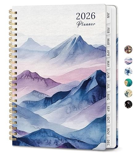 2026 Planner, Weekly and Monthly Planner for Women, January 2026 - December 2026, Hardcover 2026 Calendar Planner Book with Tabs, Inner Pocket, Spiral Bound, Perfect for Office Home School Supplies - A5 (6.3" x 8.5"), Hill - Image 1
