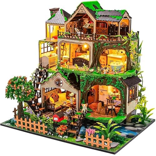 Spilay Miniature Dollhouse Miniature House Kit,DIY Kit Mini Modern Villa Model with Music Box,1:24 Scale Creative Doll House Best Christmas Birthday Gift for Lovers Boys and Girls(L2501 - Fairy Tale Forest - Image 1