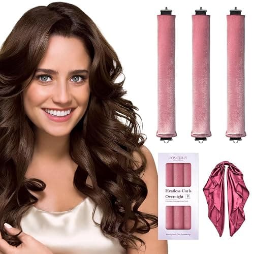 Heatless Hair Curler Overnight Curls-3 Pcs No Heat Curling Blowout Rod to Sleep In,Hair Rollers with Satin Scarf - Image 1