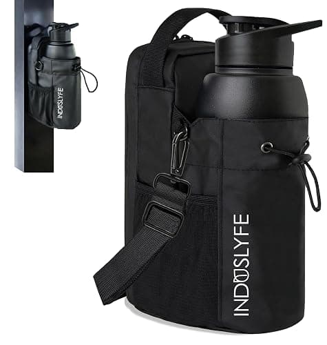 Induslyfe Magnetic Gym Bag for Men Women with Magnetic Water Bottle Holder, Gym Crossbody Sling with Strap, Sling Bag with Phone Pockets, Key Phone Holder, Gym Essentials, Black - Image 1