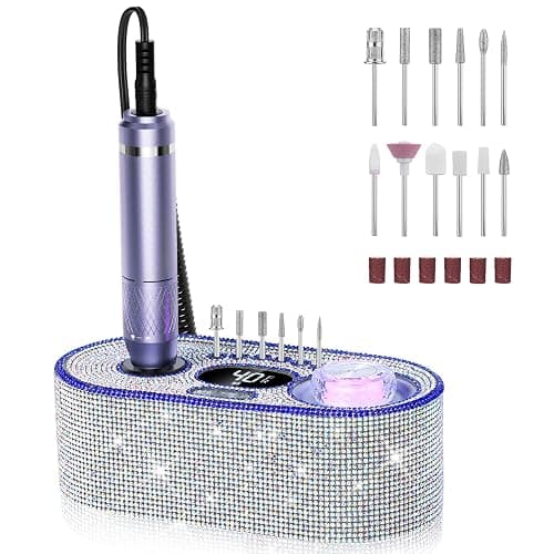 JOSGLOI Electric Nail Drill Professional: Shiny 40000RPM Electric Nail File Kit E File Nail Drill Machine with LCD Display for Acrylic Gel, Manicure Pedicure Polishing Grinder for Salon Home, Diamond - Image 1