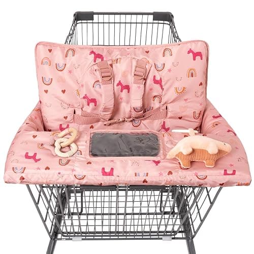 Shopping Cart Cover for Baby 2 in 1 High Chair Covers for Restaurant Comfortable Grocery Cart Seat Covers for Infant, Toddler Universal Suitable for Most Shopping Carts Machine Washable, DJ Pink - Pink - Image 1