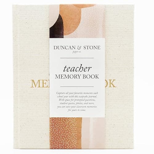 DUNCAN & STONE PAPER CO. Teacher Memory Book – 20 Years Of Memories Notebook for Teachers - Linen Cover Classic Teacher Journal Notebook - Cute Journaling Notebooks (130 Pages) - Image 1