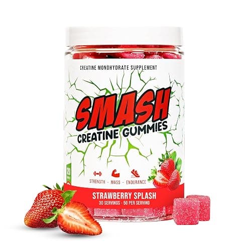 Creatine Monohydrate Gummies 5g Dose for Men & Women,Made in USA, Vegan & Gluten Free to Support Muscle, Strength, Recovery, Cognitive Health & Memory, Strawberry, 120 Gummies - Image 1