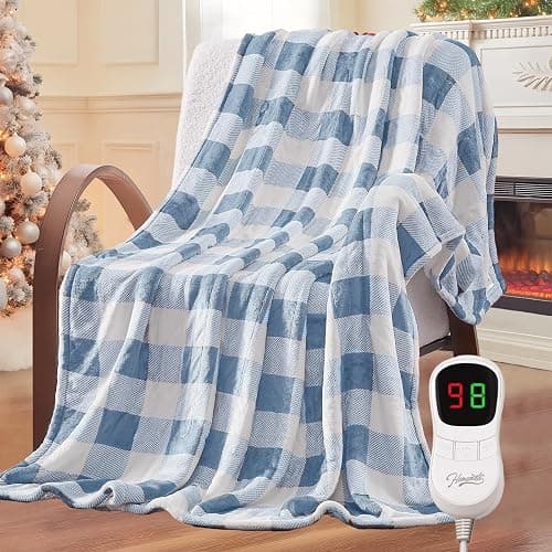 Homemate Electric Blanket Heated Throw - 50“x60“ Ultra Soft Cozy Flannel Heating Blanket with 10 Fast Heat Levels 8 Hours Auto Off Over-Heated Protection ETL Certification Keep Warm in Home Office - Image 1