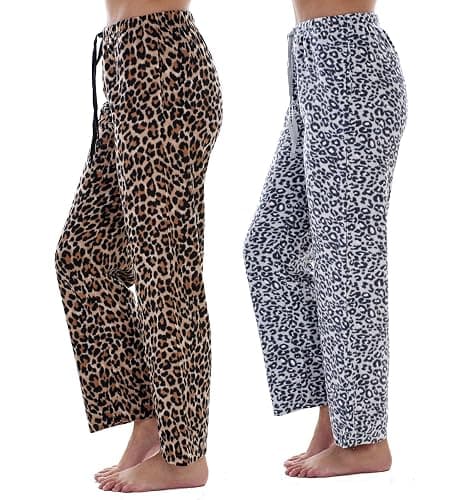 Keanu Ladies Pack of 2 Ladies Fleece Lounge Pants - All Over Print Lounge Joggers Pyjamas Trousers Bottoms - Assorted Design Packs - S M L XL - Image 1