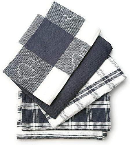 LivinEase Strofinacci da Cucina - Strofinacci 100% Cotone - Confezione da 5 (50 x 70 cm) Set Strofinacci - Asciugamani Assorbenti (Grigio) - Image 1