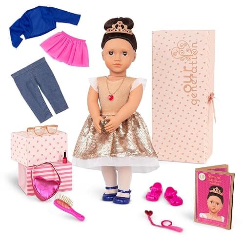 Our Generation – 18-Inch – Sweetheart Themed Fashion Starter Doll – Amora – Brown Hair & Hazel Eyes – 3 Outfits & Styling Accessories in Gift Box – Pretend Play Ages 3+ Years - Image 1