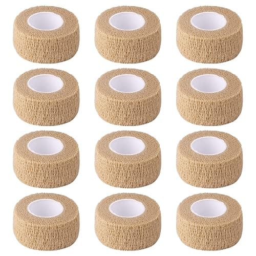 1 Inch Wide Skin Colour Elastic Self- Adhesive Bandage Finger Tape,Wrap Bandages for Wrist and Ankle for Chair and Table Legs to Reduce Friction and Noise-12pc - Image 1
