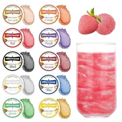 YouTook Edible Glitter Set - 10 Colors Luster Dust Edible Set, Food Grade Dusting Powder for Cake Decorating, Edible Glitter for Cocktails, Fondant, Strawberries, Cupcakes (3g/Bottle) - Image 1
