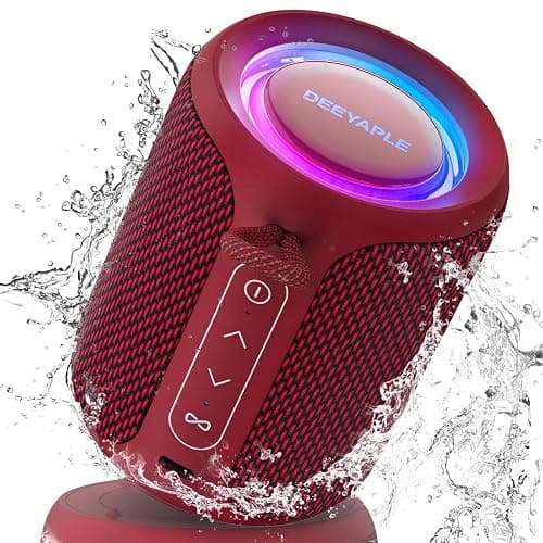 Bluetooth Speaker Wireless,IP67 Waterproof & Dustproof Portable Speaker with Lights,15W Loud Stereo Sound, 2500mAh Battery All Day Playtime, TWS Pairing, BT5.3, Home/Party/Outdoor/Beach (Red) - Image 1
