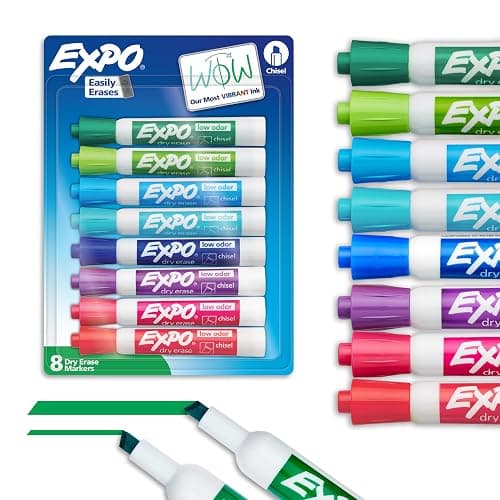 EXPO Dry Erase Markers, Low Odor Ink, Assorted Colors, Chisel Tip, 8 Count - Whiteboard, Calendar, Organization, Essential Supplies for Office, School, Classroom, Teachers - Image 1