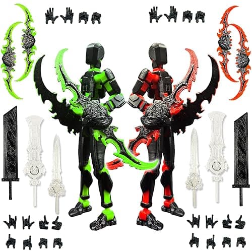 T13 New Action Figure Set (Assembly Completed), 3D Printed Multi-Jointed Movable Titan 13 Dummy Lucky 13 Mobile Robot, Nova 13 Action Figures Desktop Decorations for Game Lovers Toy (Black Red Green) - Image 1