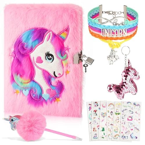 Gifts for 4-12 Year Old Girls, Luckades Unicorn Toys Diary with Lock for Girls Age 4-12 Educational Toys Unicorn Journal Notebook Unicorn Gifts for Girls Age 4-12 - Unicorn Diary - Image 1