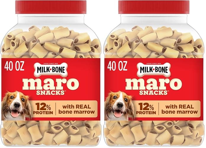 Milk-Bone MaroSnacks Peanut Butter Flavor (Artificially Flavored) Dog Treats with Real Bone Marrow, 40 Oz. Canister (Pack of 2) - Image 1