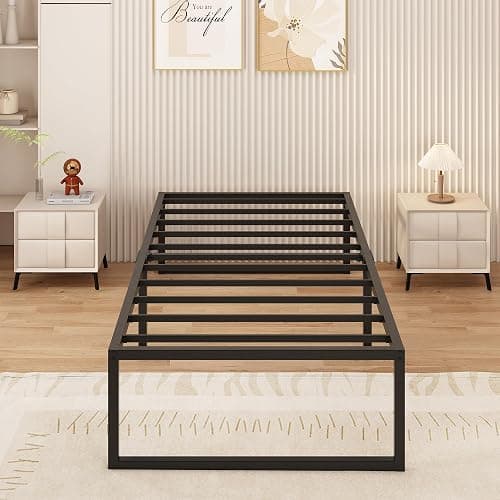 Yicensen Metallbett 90x190 cm mit Lattenrost Metall 41cm Höhe Bettrahmen Einzelbett Stabiles Leichte Montage, Schwarz - Image 1