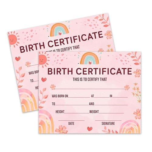 Birth Certificate for New Baby, Boho Rainbow Baptism Certificates for Church, 25 Pack Baby Dedication Certificates, Certificates of Baby Christening Recognition, Baby Shower Party Supplies -08 - Image 1
