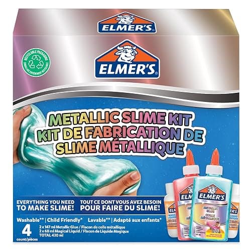 Elmer’s Metallic Slime Kit | Slime Supplies Include Metallic PVA Glue & Magical Liquid Slime Activator | Washable & Kid Friendly | 4 Count - Image 1