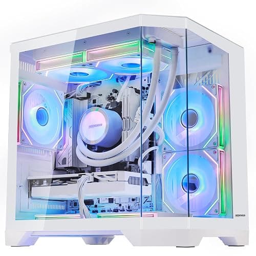 HOENGAGER Ocean of Stars Gaming PC -AMD Ryzen 7 7700 3.8 GHz, RTX 4060 8G, 32GB DDR5 RAM 6000MHz, 1TB PCIe SSD, 11AC WiFi, Windows 11 Pro 64-bit -White - 7700 | 4060 | 32G | 1T - White - Image 1
